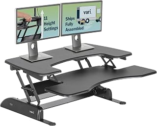 Vari VariDesk Pro Plus 36 - Adjustable Desk Converter with 11 Height Settings - Laptop Sit Stand Desk Riser for Home Office, Table Tops, Workspace - Fully Assembled with Spring Loaded Lift - Black