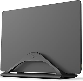 HumanCentric Vertical Laptop Stand for Desks (Matte Black) | Adjustable Holder to Dock Apple MacBook, MacBook Pro, and Other Laptops to Organize Work & Home Office