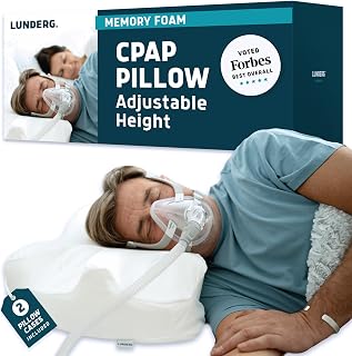 Lunderg CPAP Pillow for Side Sleepers - Includes 2 Pillowcases - Adjustable Memory Foam Pillow for Sleeping on Your Side, Back & Stomach - Reduce Air Leaks & Mask Pressure for a Better Sleep