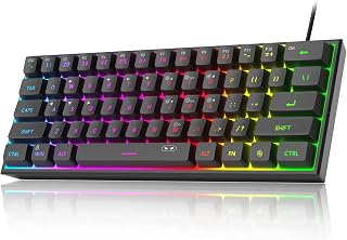 MageGee Mini 60% Gaming Keyboard, RGB Backlit 61 Key Ultra-Compact Keyboard, TS91 Ergonomic Waterproof Mechanical Feeling Office Computer Keyboard for PC, MAC, PS4, Xbox ONE Gamer(Black)