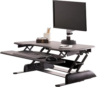 Vari - VariDesk Essential 36 - Two-Tier Standing Desk Converter for Monitor & Accessories - Height Adjustable Sit Stand Desk - Fully Assembled Monitor Riser for Home Office - 36