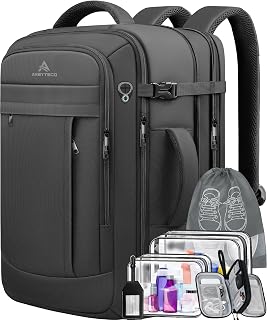 AREYTECO TRAVEL BACKPACK, Carry On Backpack, Travel Backpack for Men, Extra Large Backpack, 50L Expandable Airline Approved