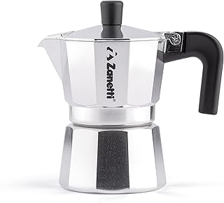 Zanetti, Mama Aluminium Moka Coffee Machine, Coffee Machine with 6 Cups, Moka Espresso with Anti-Drip System, Silicone Seal, Ergonomic Handle