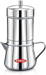 PANCA Stainless Steel Premium Filter Coffee Maker With Handle, Mocha Pot, 4-6 Cups, Large, 250ml (304 Grade SS)