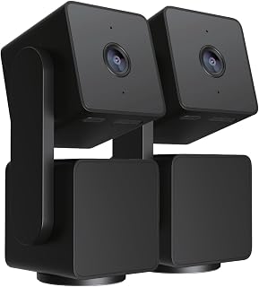 WYZE Cam Pan v3 Indoor/Outdoor IP65-Rated 1080p Pan/Tilt/Zoom Wi-Fi Smart Home Security Camera with Color Night Vision, 2-Way Audio, Compatible with Alexa & Google Assistant, Black, 2-Pack
