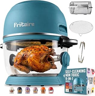 Non Toxic Air Fryer™ Pro | 9-in-1 Glass Air Fryer | Self-Cleaning | 5 Quart | Rotisserie and Tumbler | 400F Vortex For Even Cooking, BPA-Free Teflon Free, Recrisp, Roast, Bake, Sage