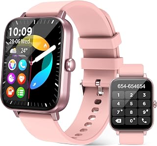 Smart Watch for Women (Dial/Answer Call), 42mm Bluetooth Smart Watch for iPhone Compatible, IP68 Waterproof Android Smart Watch Fitness Tracker with Heart Rate/Sleep/ Spo2/Sress Montior (Light Pink)