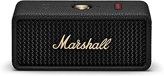 Marshall Emberton III Portable Wireless Bluetooth Speakers Pairable IP67 Dust and Water Resistant, 32+ Hours Playtime Fast Charging - Black and Brass
