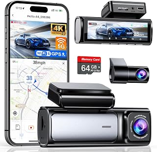 Affver 4K+2.5K Dash Cam Front and Rear, Built-in 5G WiFi 6 GPS Dual Dashcam