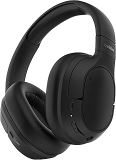 Belkin SoundForm Isolate Noise Cancelling Over Ear Headphones Wireless Bluetooth 5.4 Headset with Microphone, 60 Hours Playback, Deep Bass, CloudCushion Earpieces - Black