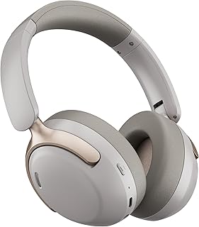 LORELEI QC30 Hybrid Active Noise Cancelling Headphones, 60H Playtime, Built-in Mic, Wireless Over Ear Headsets with Case,Bluetooth 5.4,Deep Bass Comfort Fit Soft-Earpads Fast Charging -Dunes Grey