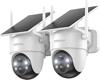 COOAU Solar Security Cameras Wireless Outdoor, 2K 360° Home Surveillance