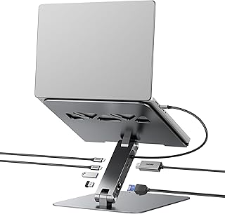 BENFEI Portable Computer Stand with USB C Docking Station 6in1, HDMI 4K@60Hz, Gigabit Ethernet, 100W PD, 10Gbps 1*USB C 3.2 & 2*USB A 3.2 Compatible with MacBook Pro/Air, iPad Pro, XPS, Thinkpad