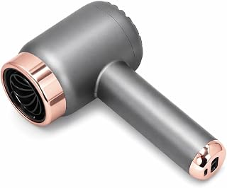 SIXRUN Ionic Hair Dryer, Wireless, 1500 mAh Battery, Dark Grey, USB Powered, Hot Cold Modes, Magnetic Diffuser, for Travel and Home Use
