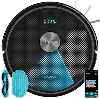 Cecotec Robot Vacuum Cleaner with Gyroscopic Navigation and App Conga M50 X-Treme. 7000Pa, Sweeps, Vacuums, Washes and Mops, Autonomy 160mins, Anti-Fall Sensors, TotalSurface