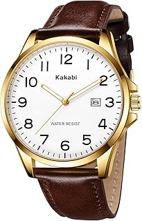 Watch for Men, Fashion Minimalist Wrist Watch Waterproof Quartz Analog Date with Leather Strap