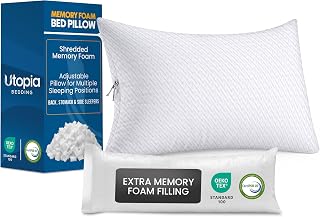 Utopia Bedding Shredded Memory Foam Pillow, Cooling Pillow, Queen, 1 Pack