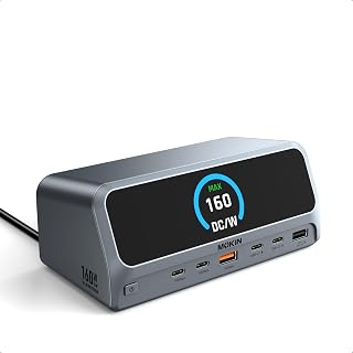 MOKiN USB C Docking Station Dual HDMI 13 in 1 Laptop Charging Station with 2.26 Inch LCD Smart Display, Dual 4K HDMI Display, 10 Gbps USB A/C Ports, Gigabit Ethernet, 160 W Max Output for Dell, HP