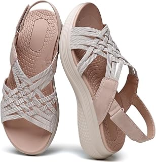 Women's Sandals Women Footwear Ladies Summer Sandals with Arch Support Comfortable Walking Orthopedic Beach shoes Flat Wedge for Dressy Vacation Travel Office Party Shopping Dating Nursing Water