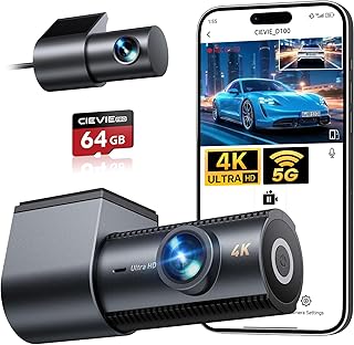 Dashcam Car Front Rear 4K + 1080P, 5.8GHz WLAN with 170° Wide Angle