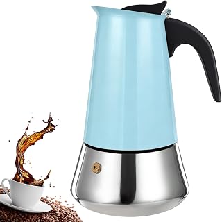 2 Cup Stovetop Espresso Maker Stainless Steel Moka Pot Stove Top Percolator Italian Coffee Makers Capable Mocha Greca Machine Cafe Classic Induction Cookers for Home and Camping 100ml 3.3oz