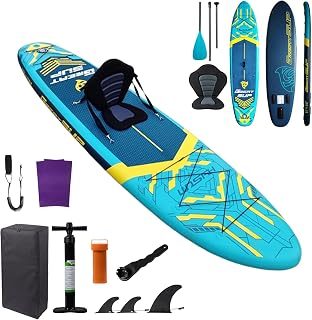 11' Inflatable Paddle Board with Kayak Seat for Adults