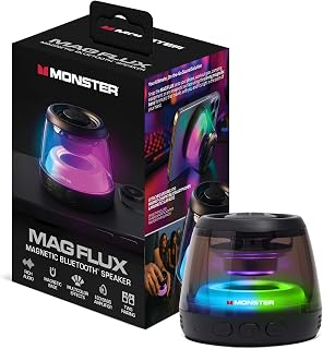 Monster Magnetic Bluetooth Speaker, Portable Wireless Speaker with LED Lights, 5W Deep Bass, TWS Pairing, MicroSD Playback, Compact Travel Speaker