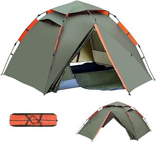 Pop Up Camping Tent, Automatic 2-4 Man Person Dome Tent, 300 x 240 x 145 cm, Waterproof, Windproof, Quick Up Tent with Removable Tents for Families