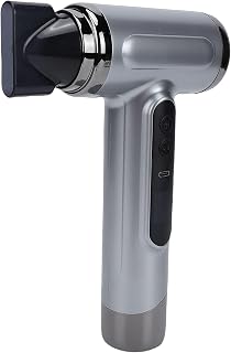 Portable Cordless Hair Dryer, 200W Hair Blow Dryers with Digital Screen, Nozzle, Cold Hot Wind, 15600mAh USB Rechargeable, for Travel Camping Dorm, Gray