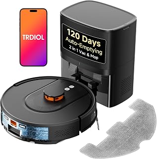 Robot Vacuum and Mop Combo, Self-Emptying Robot Vacuum Cleaner with LiDAR Navigation, 6000Pa Suction, Smart Mapping, No-Go Zones and App Control for Pet Hair, Carpet and Hard Floors