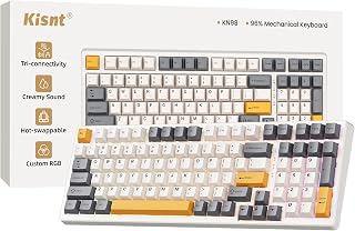 Kisnt KN98 Wireless Mechanical Keyboard, 99‑Key Compact Layout with Numpad, Bluetooth/2.4G/USB‑C, Hot‑Swappable, Custom RGB Backlit, 8000mAh Battery, Creamy Sound for Office & Gaming