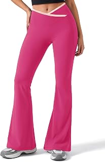 Womens Pants Flare Leggings Yoga Casual Wide Leg with Pockets