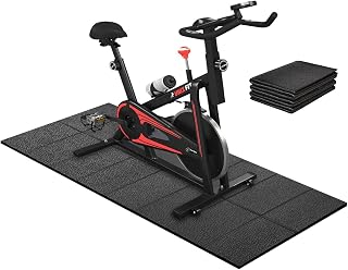Treadmill Mat, 5'x2.5'/5.6'x2'/6.5'x3'/8'x3',6mm Thickness Exercise Equipment Mat for Carpet Hardwood Floors, Compatible with Walking Pad,Spin Bike,Elliptical Trainer,Rowing Machine