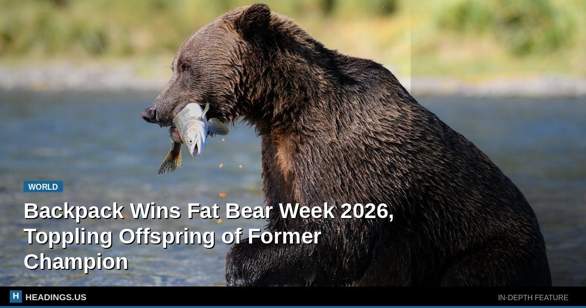 Fat Bear Week 2026 winner Backpack fishing at Brooks Falls in Katmai National Park