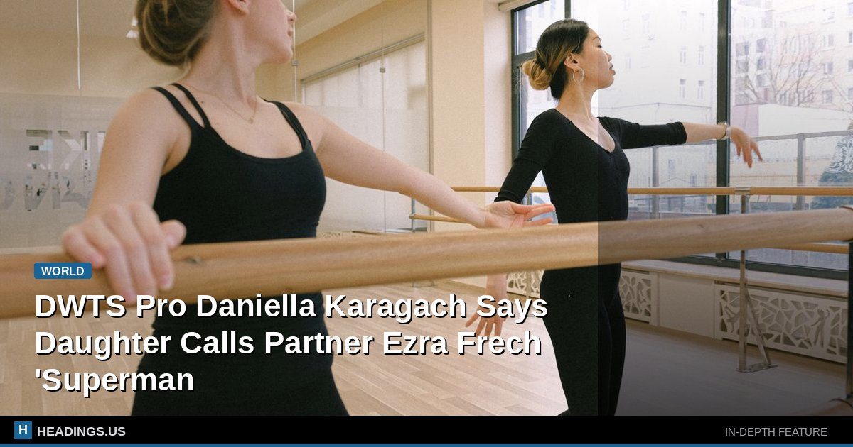 Daniella Karagach and Ezra Frech posing together on Dancing With the Stars