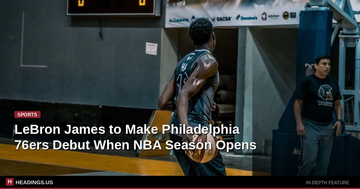 LeBron James in a Philadelphia 76ers uniform preparing for his debut game