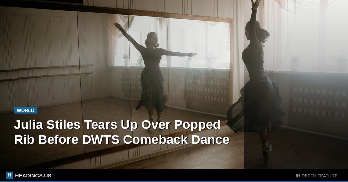 Julia Stiles and partner perform on Dancing With the Stars ballroom floor
