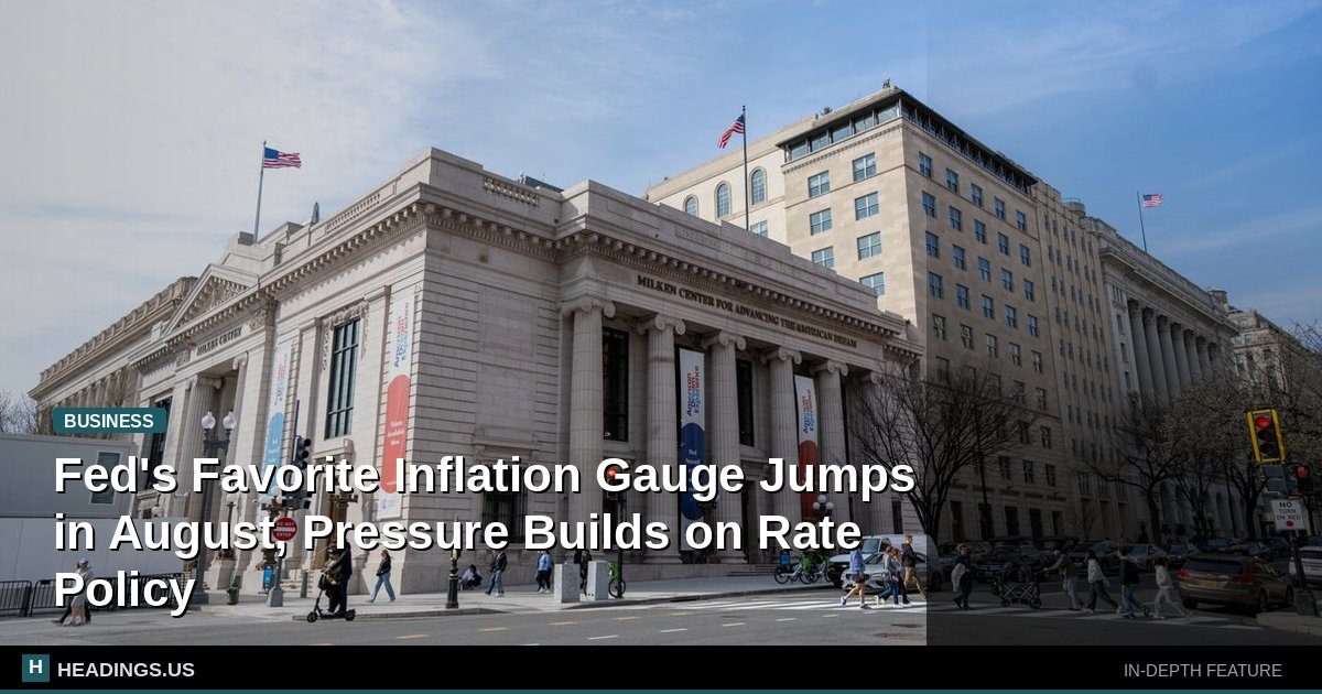 Federal Reserve building in Washington with inflation chart overlay showing rising prices