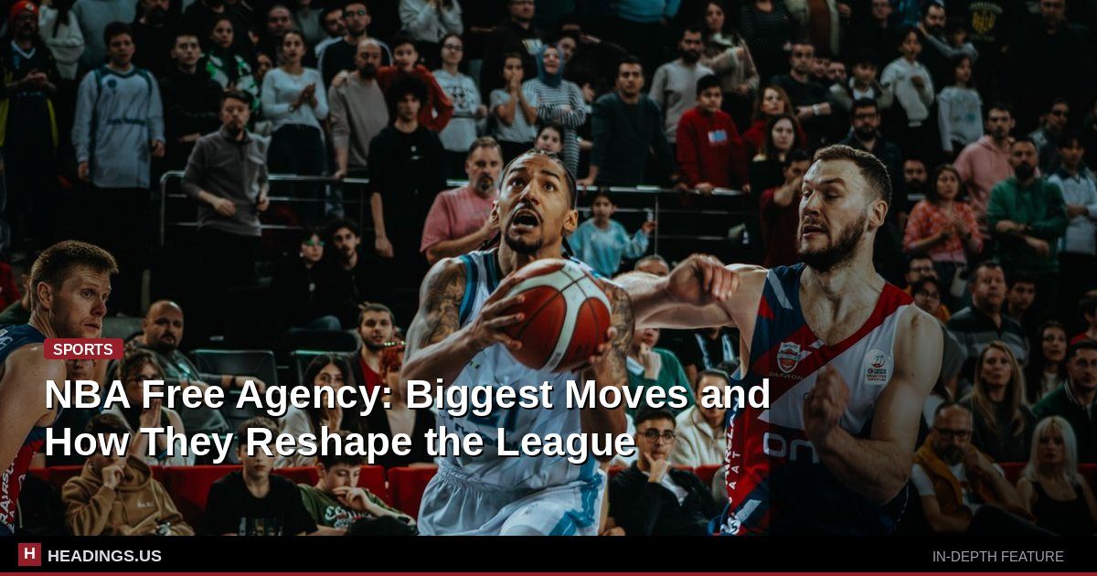 NBA basketball on court with arena crowd blurred in background during free agency
