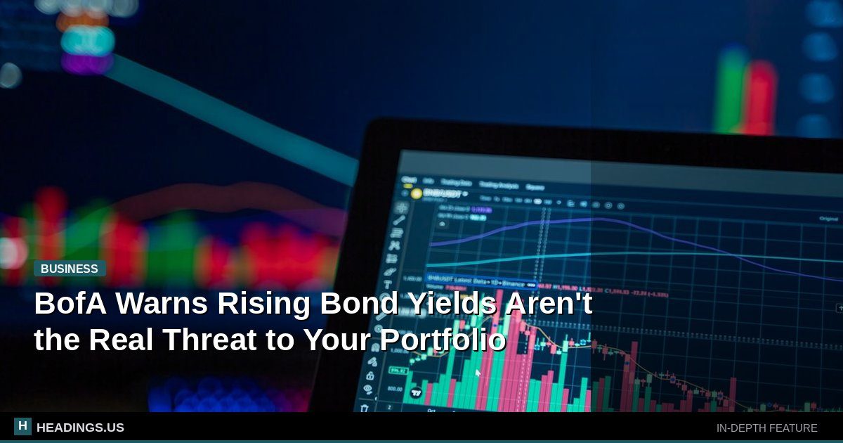 Stock market chart showing declining values with bond yield curve overlay