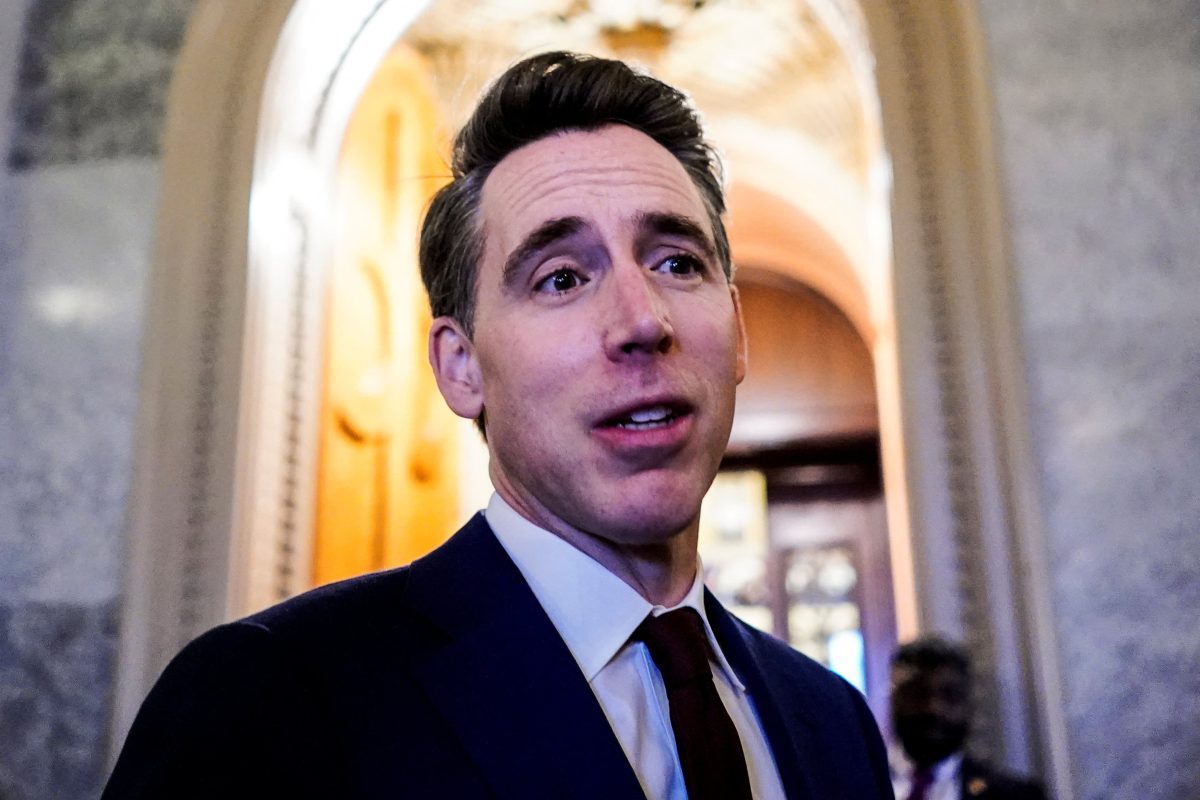 Senator Josh Hawley speaks at a Senate hearing on artificial intelligence risks