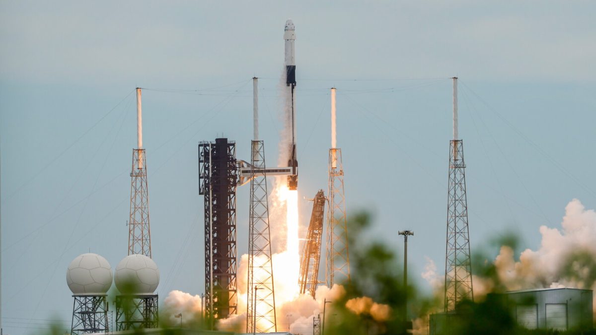 SpaceX Falcon 9 rocket lifts off from Kennedy Space Center carrying Crew Dragon capsule