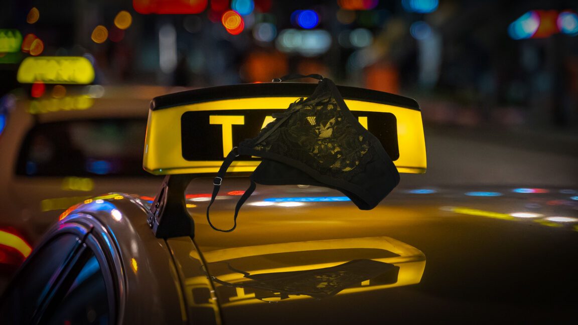 Interior of a driverless robotaxi with no steering wheel or driver