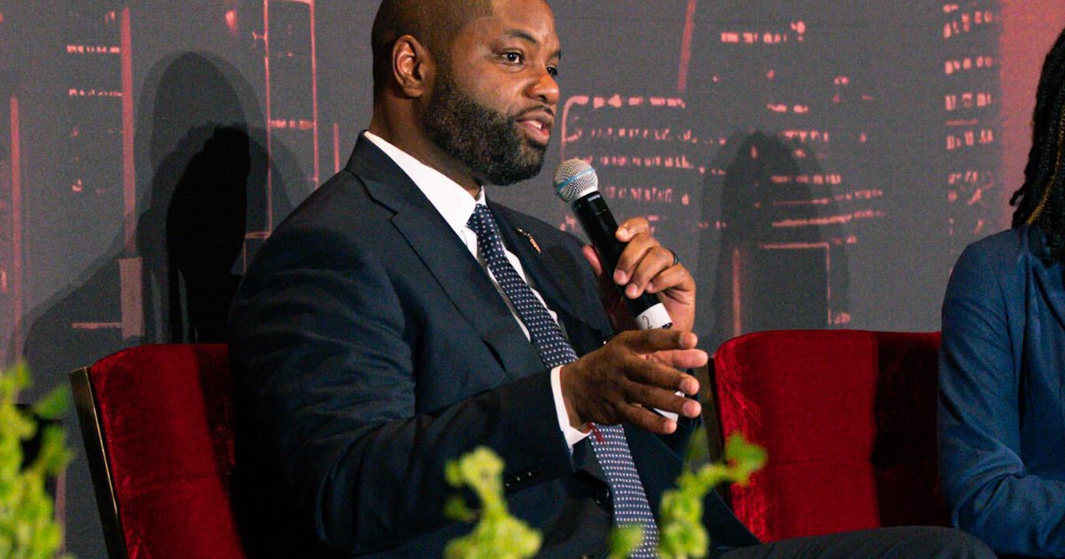 Byron Donalds speaking at a campaign event in Miami, Florida