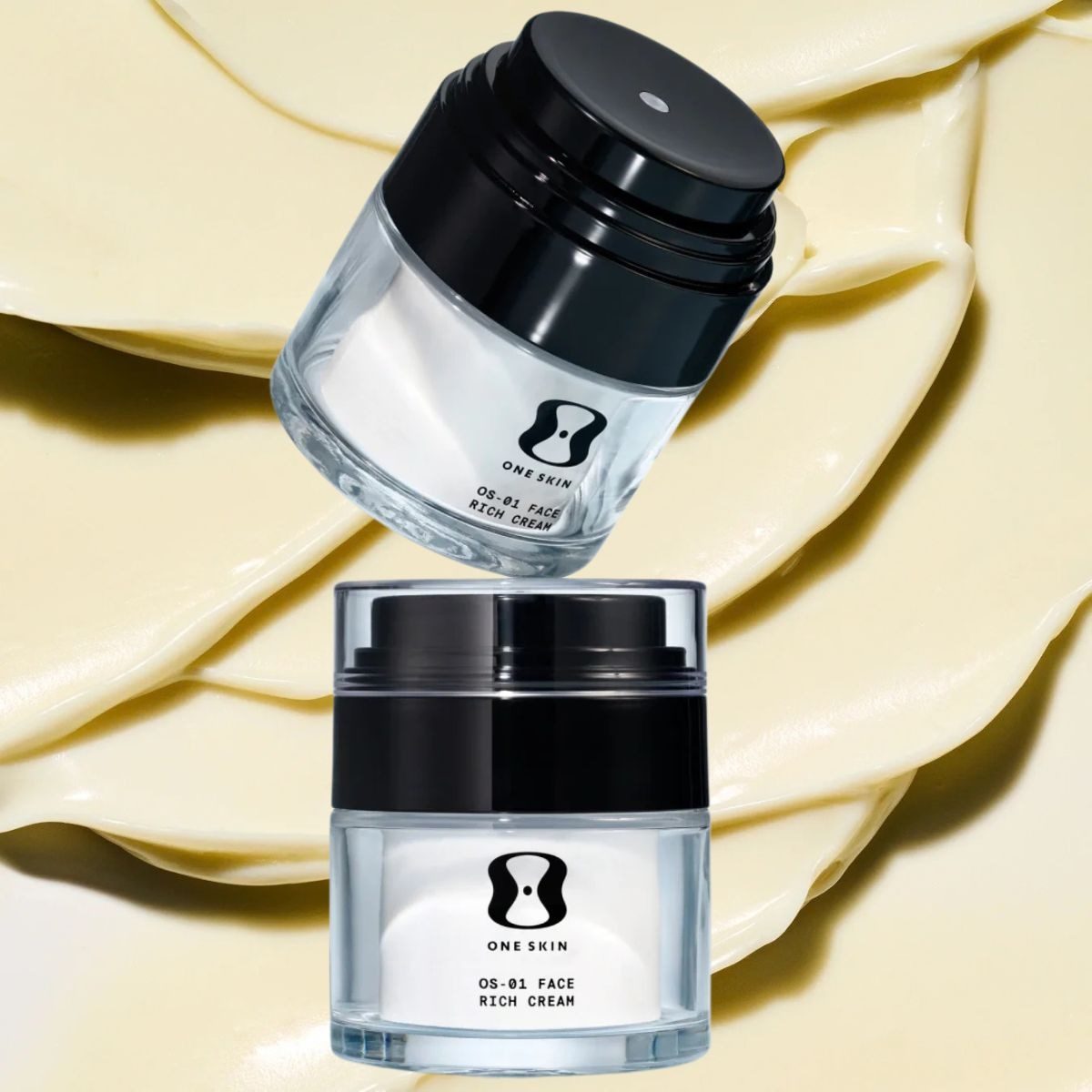 OneSkin anti-aging peptide face cream jar on a neutral background